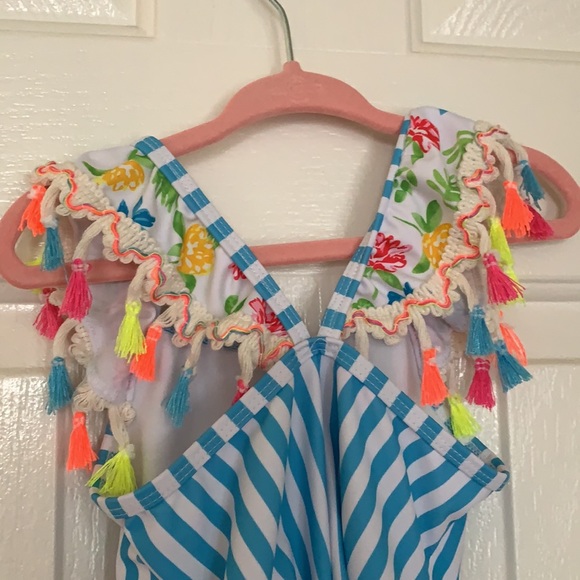 Baby Girl Flamingo Striped Swimsuit -Size 6-12mths - Picture 5 of 5